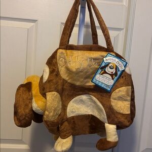 NWT Brown and Cream Dog Plush Bag